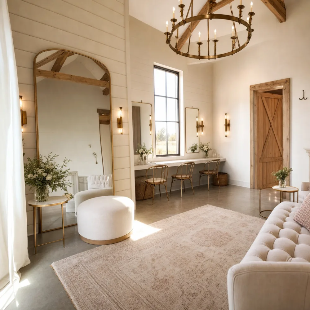 Bridal prep suite at The Harvest Hall with soft natural light
